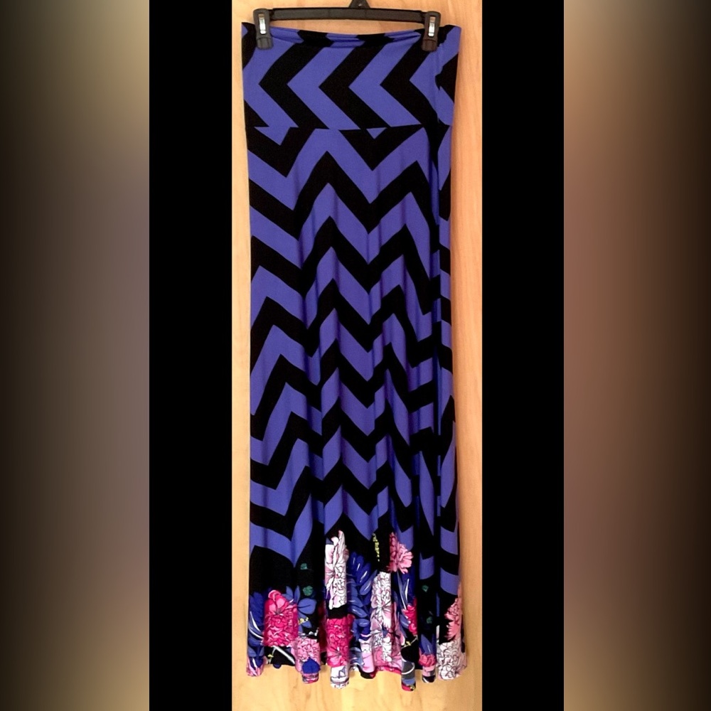 Lularoe Floral Chevron Maxi Skirt - EUC